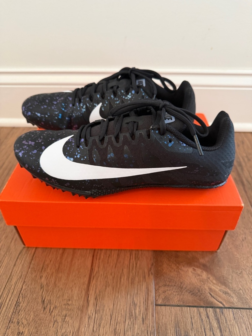 Nike Zoom Rival S9 Sprinting Track Spikes in Black/White Indigo Fog